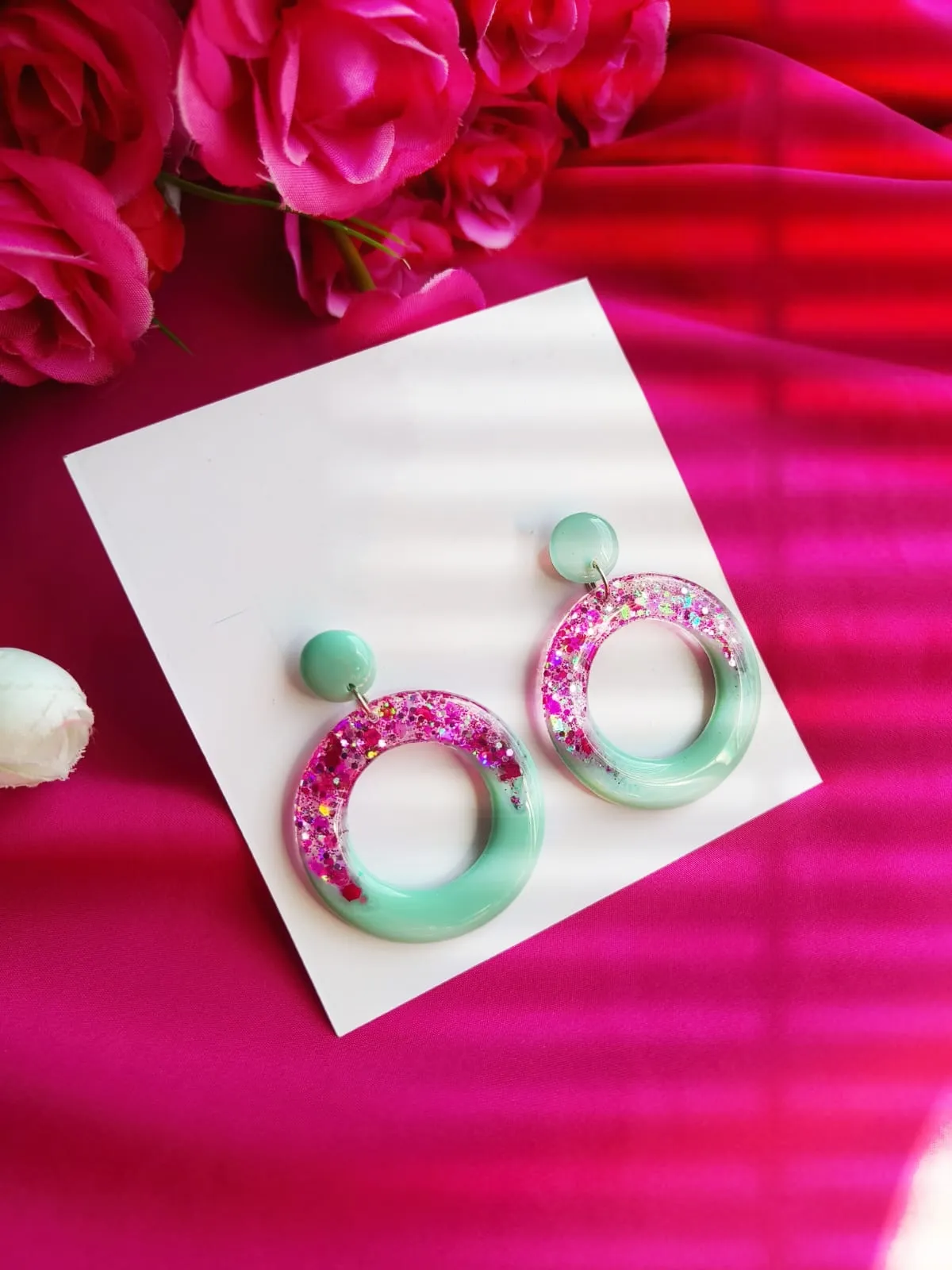 Buy Resin Glittery Earrings from Rimberio Fashions - Reseller Bazzar